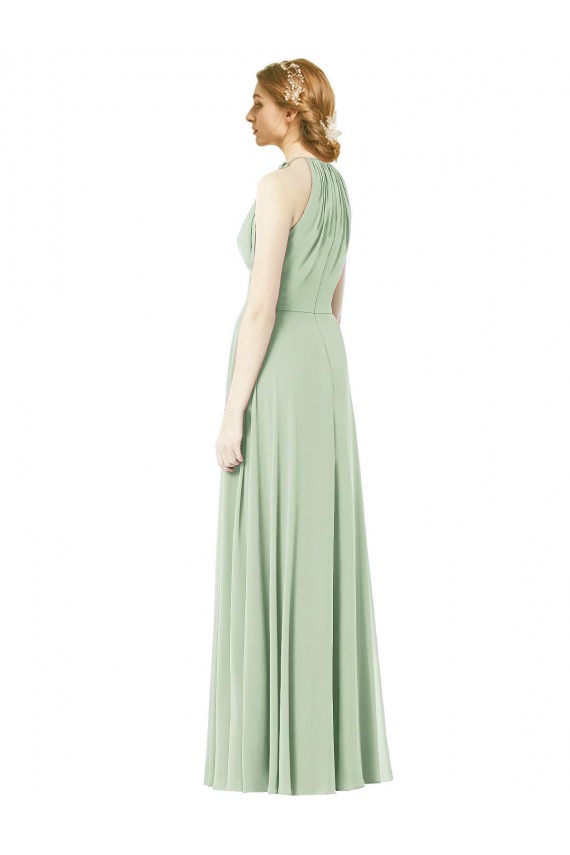 Buy Halter Neckline Long Chiffon Bridesmaid Dress with Side Bow UK