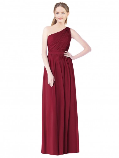 Buy One Shoulder Full Length Long Chiffon Bridesmaid Dress. UK