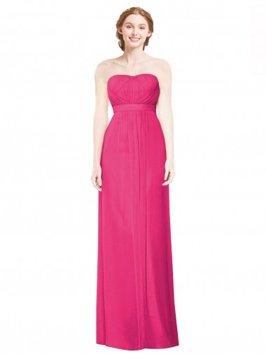 Buy Full Length Strapless Long Chiffon Dress with Waistband UK
