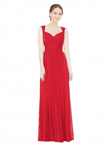 Buy Full-Length Long Chiffon Bridesmaid Dress with Side Front Slit UK