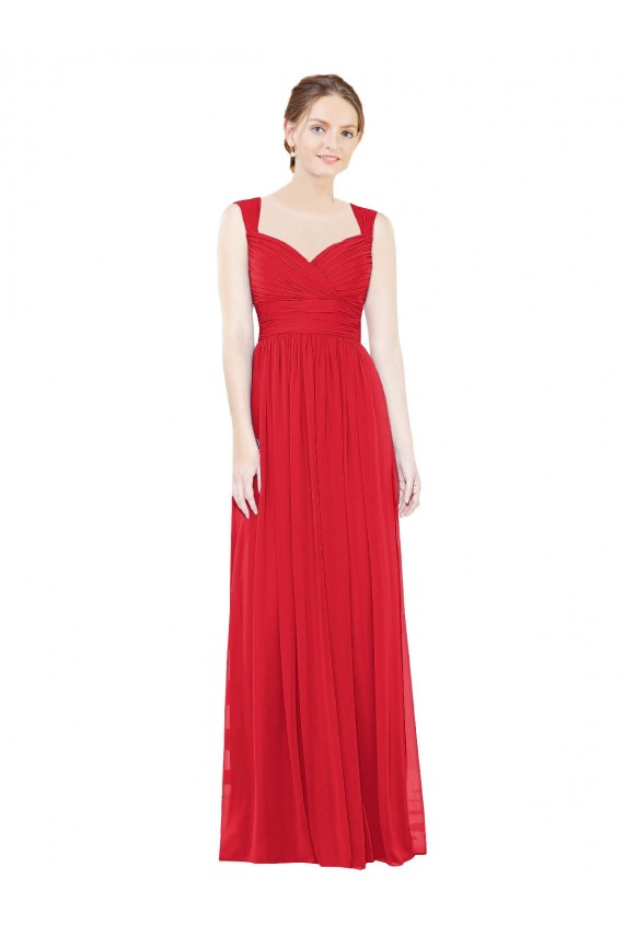 Buy Full-Length Long Chiffon Bridesmaid Dress with Side Front Slit UK
