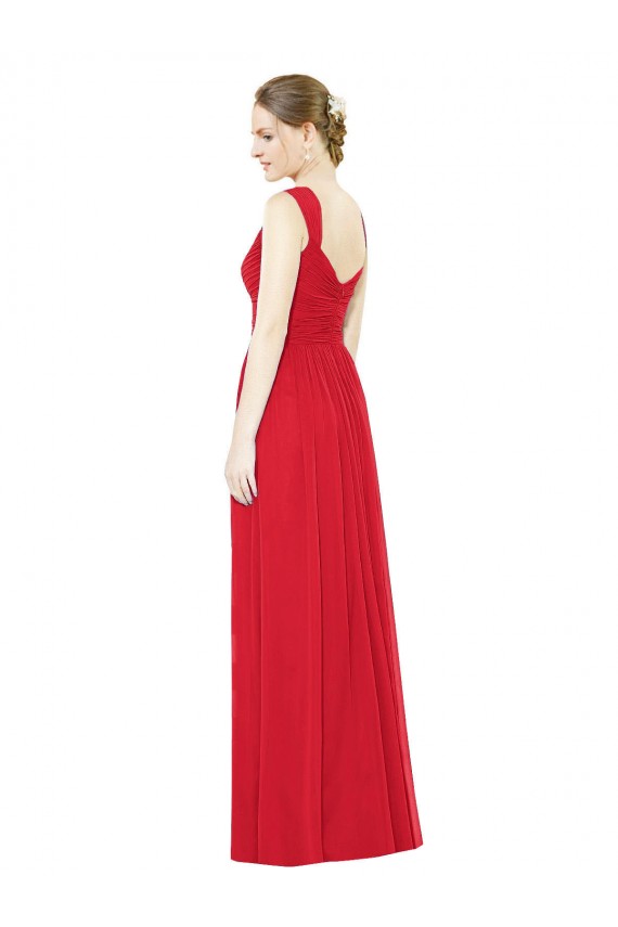 Buy Full-Length Long Chiffon Bridesmaid Dress with Side Front Slit UK
