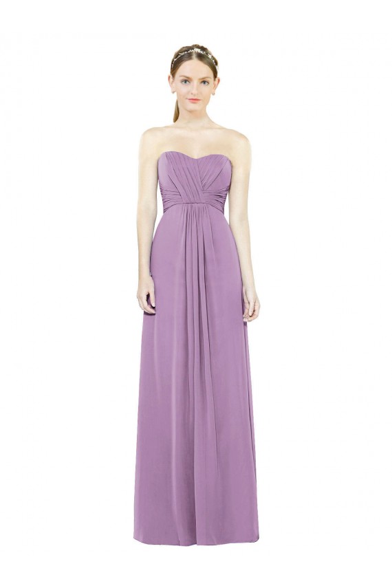 Buy Sweetheart Neckline Strapless Chiffon Bridesmaid Dress with Wrap Pleat UK