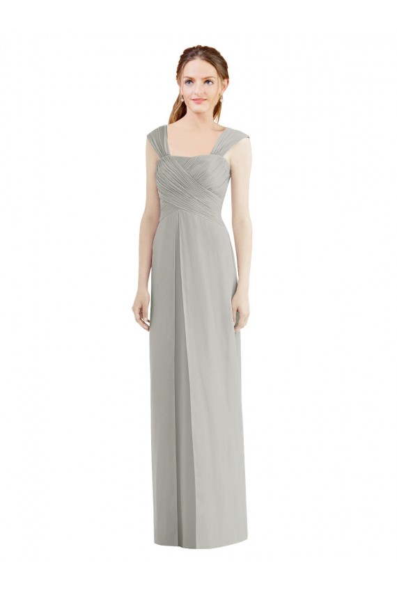 Buy Full Length Lux Chiffon Dress with Draped Bodice And Shirred Straps UK