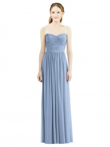 Buy Strapless Long Chiffon Dress with Sweetheart Neckline And Draped Bodice UK