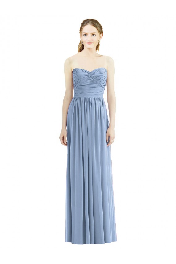 Buy Strapless Long Chiffon Dress with Sweetheart Neckline And Draped Bodice UK