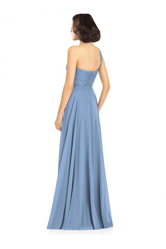 Buy One Shoulder Long Chiffon Bridesmaid Dress with Sweetheart Bodice UK