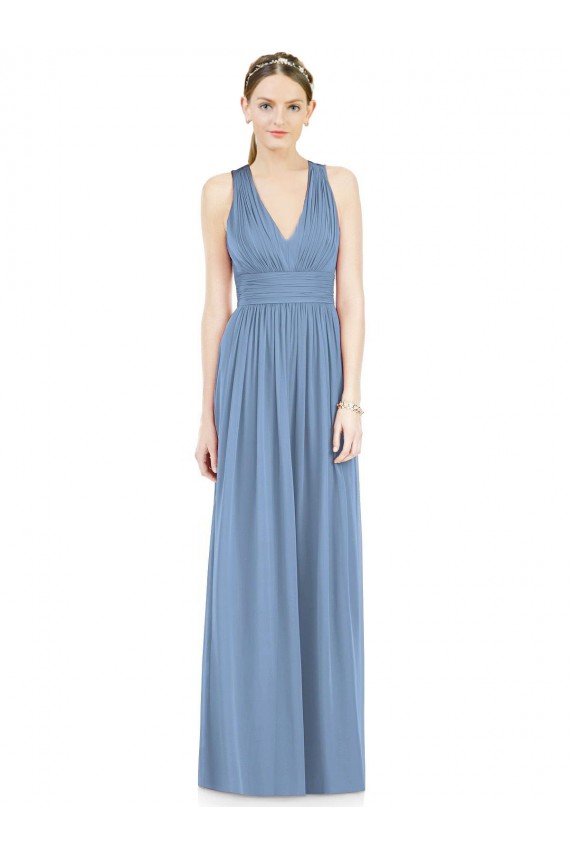 Buy Sleeveless Cross Strap Back Chiffon Bridesmaid Dress UK
