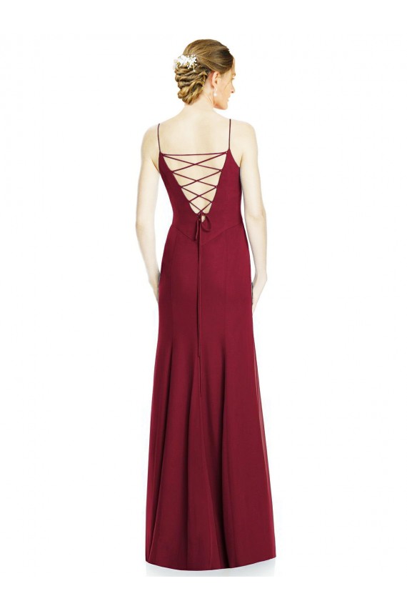 Buy High Square Trumpet Chiffon Bridesmaid Dress with Lace-Up Open Back UK