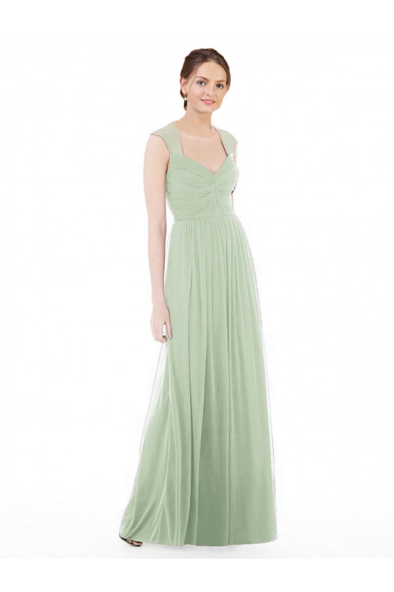 Buy Sheer Back Cap Sleeves Long Chiffon Bridesmaid Dress  UK