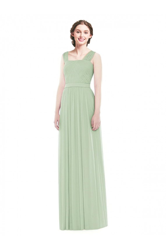 Buy Sleeveless Chiffon Long Bridesmaid Dress with Shoulder Straps UK