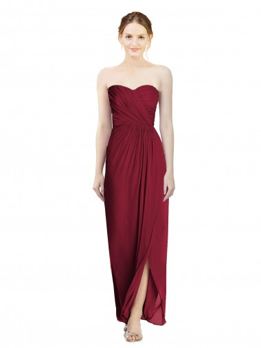 Buy Strapless Sweetheart Long Chiffon Bridesmaid Dress UK