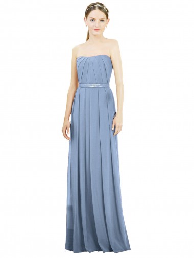 Buy V-Pleat Chiffon Full-Length Strapless Bridesmaid Dress UK