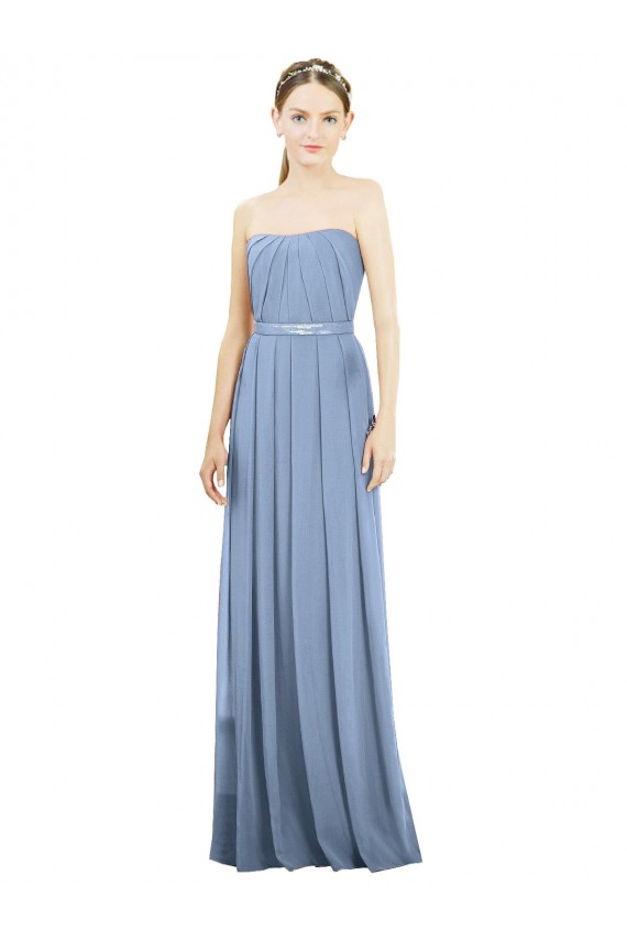 Buy V-Pleat Chiffon Full-Length Strapless Bridesmaid Dress UK