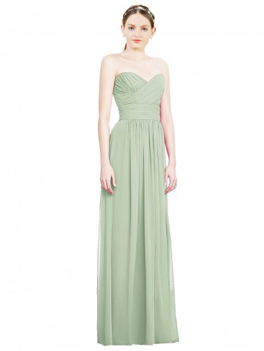 Buy Crisscross Draped Full Length Strapless Chiffon Bridesmaid Dress UK