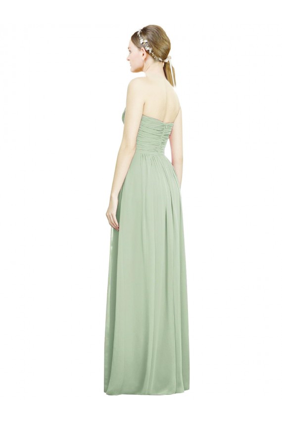 Buy Crisscross Draped Full Length Strapless Chiffon Bridesmaid Dress UK