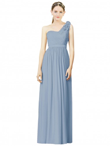 Buy Flower Shoulder Draped One Shoulder Chiffon Bridesmaid Dress UK