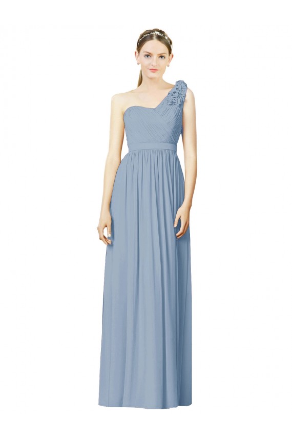 Buy Flower Shoulder Draped One Shoulder Chiffon Bridesmaid Dress UK
