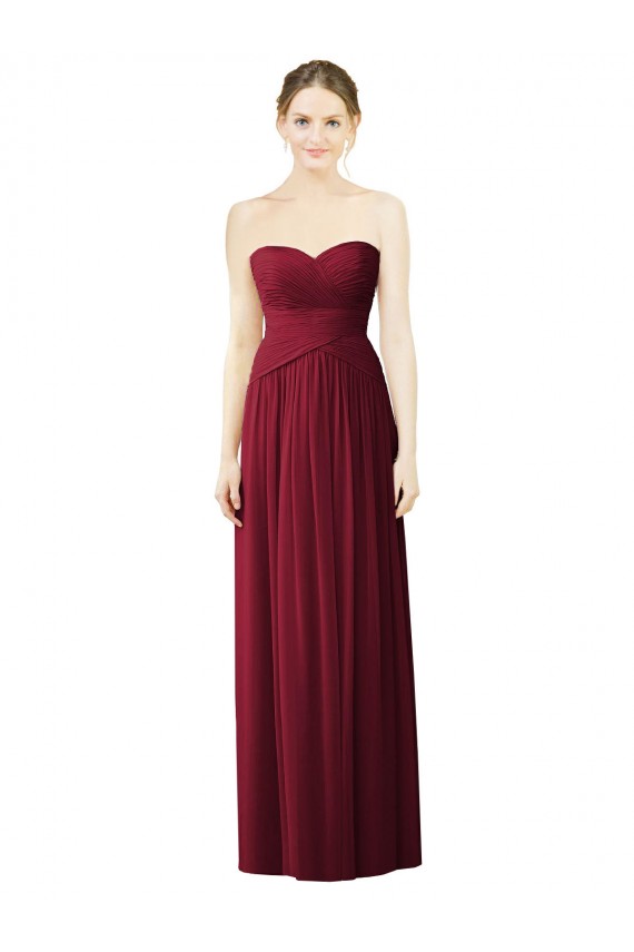Buy Draped Full Length Strapless Chiffon Bridesmaid Dress UK
