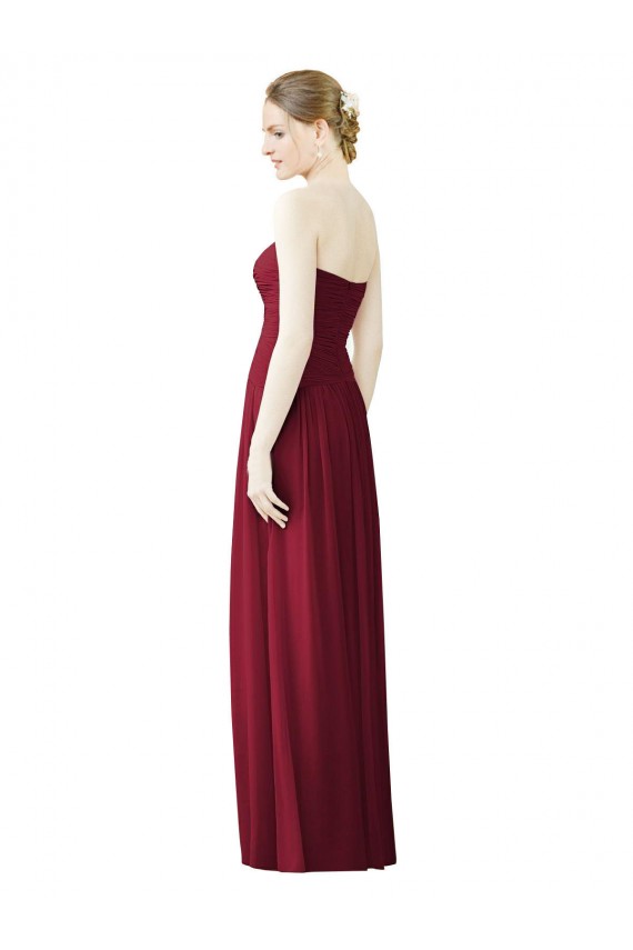 Buy Draped Full Length Strapless Chiffon Bridesmaid Dress UK