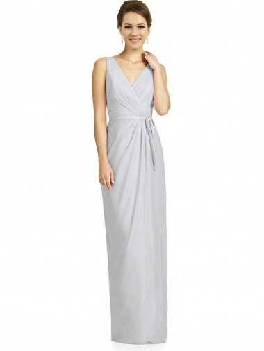 Buy Draped V-Neck Cocktail Length Chiffon Bridesmaid Dress UK