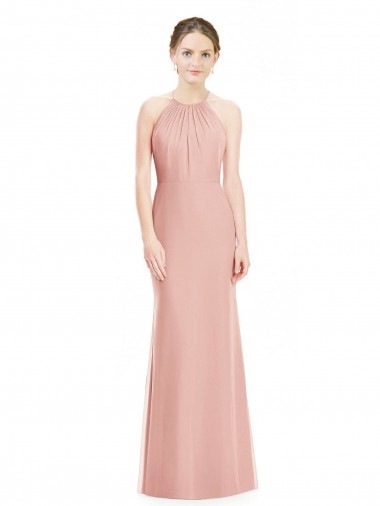 Buy Halter Neck Trumpet Chiffon Bridesmaid Dress UK
