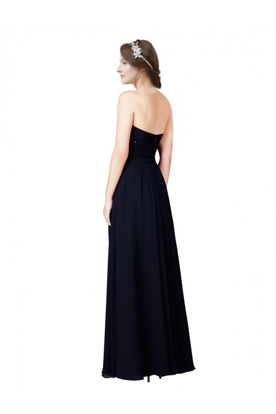Buy Strapless Chiffon Bridesmaids Dress with a Beaded Lace Sweetheart Bodice UK