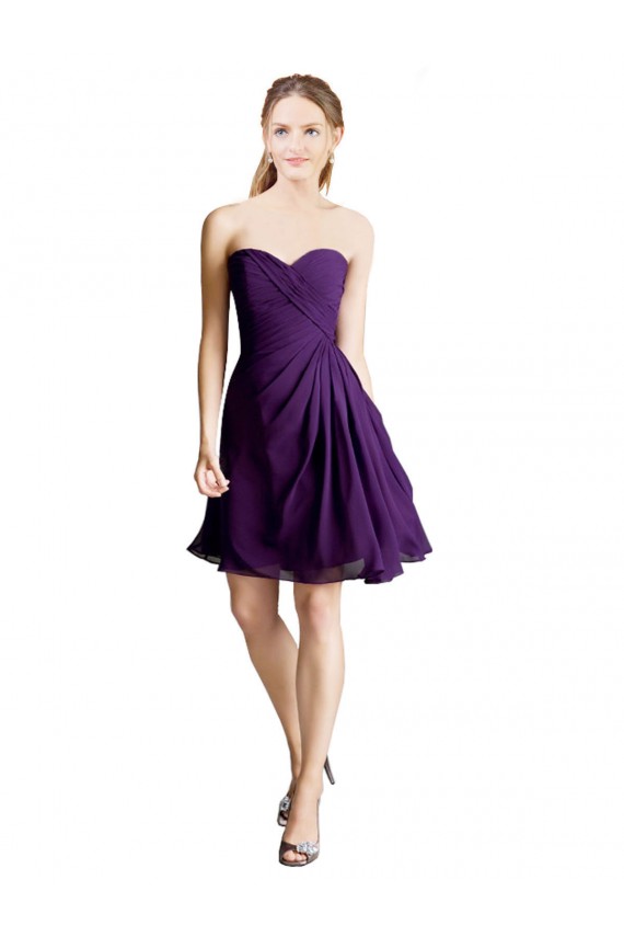 Buy Draped Chiffon Long Sweetheart Cocktail Bridesmaid Dress UK