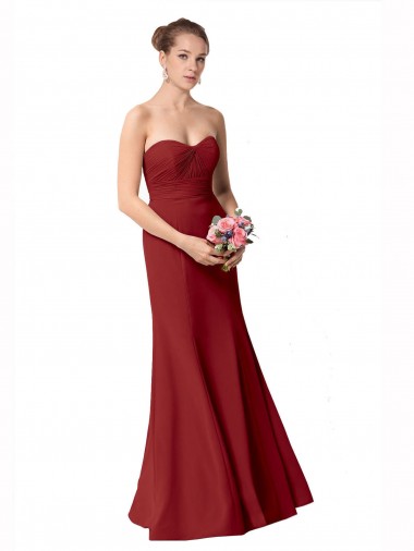 Buy Full Length Sweetheart Chiffon Bridesmaid Dress with Ruched Bodice UK