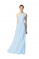Buy One Shoulder Long Chiffon Bridesmaid Dress with Shirred Bodice and Front Keyhole UK