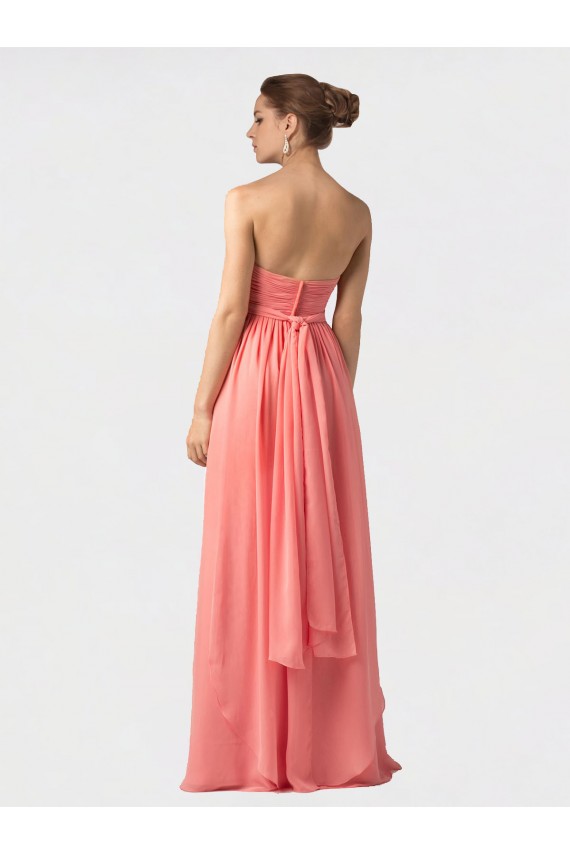 Buy Shirred Bodice Full Length Long Chiffon Bridesmaid Dress UK