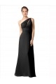 Buy One Shoulder Full Length Chiffon Bridesmaid Dress with Shirred Bodice UK