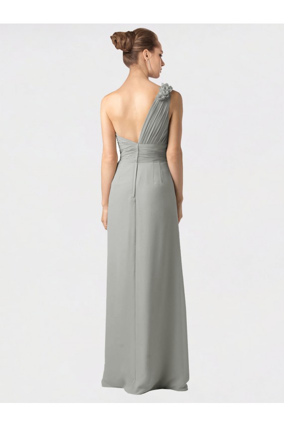Buy Sheer One Shoulder Chiffon A-Line Bridesmaid Dress with Slit UK