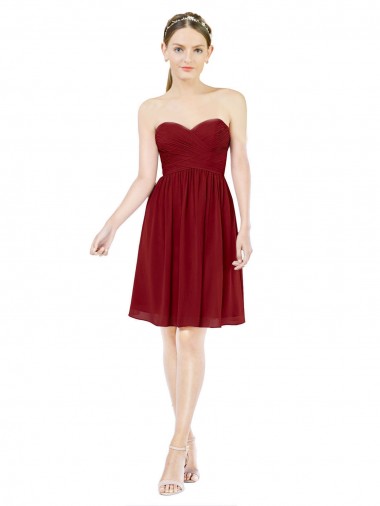 Buy Short Sweetheart Knee Length Chiffon Cocktail Bridesmaid Dress with Open Back UK