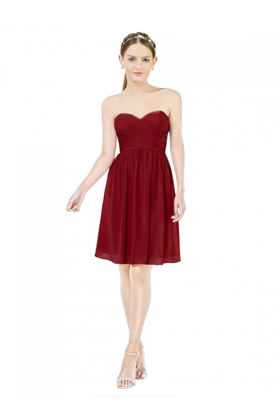 Buy Short Sweetheart Knee Length Chiffon Cocktail Bridesmaid Dress with Open Back UK