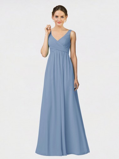 Buy Long Chiffon Bridesmaid Dress with Sweetheart Neckline and Wide Straps UK