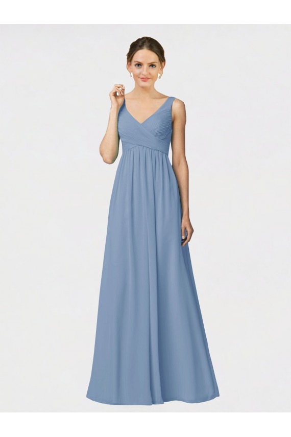 Buy Long Chiffon Bridesmaid Dress with Sweetheart Neckline and Wide Straps UK