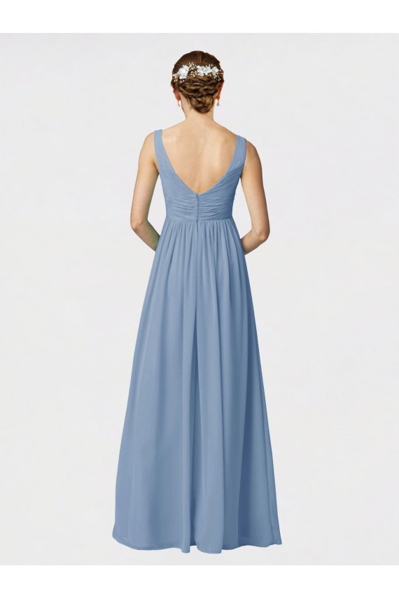 Buy Long Chiffon Bridesmaid Dress with Sweetheart Neckline and Wide Straps UK