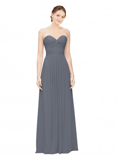 Buy Twisted Waist Pleats Sweetheart Long Chiffon Bridesmaid Dress UK