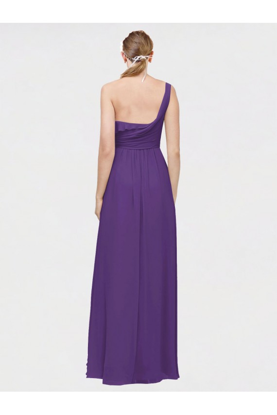 Buy One Shoulder High Low Chiffon Bridesmaid Dress with Wrap Waist UK