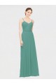 Buy Rouched V-Neckline and Spaghetti Straps Long Chiffon Bridesmaid Dress UK