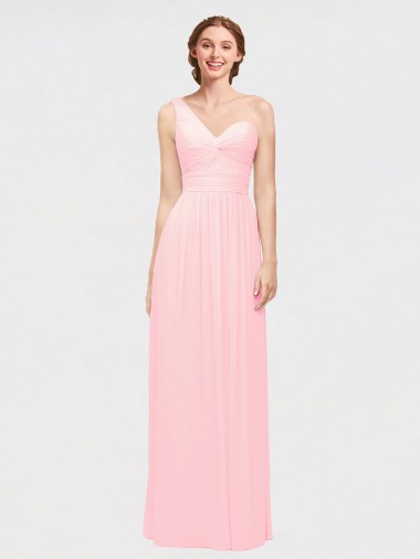 Buy One Shoulder Twisted Waist Sweetheart Chiffon Bridesmaid Dress UK