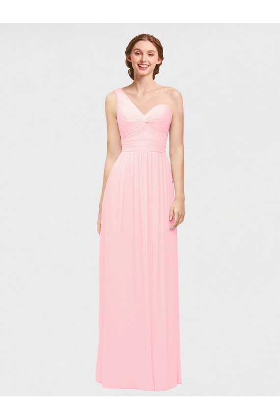 Buy One Shoulder Twisted Waist Sweetheart Chiffon Bridesmaid Dress UK