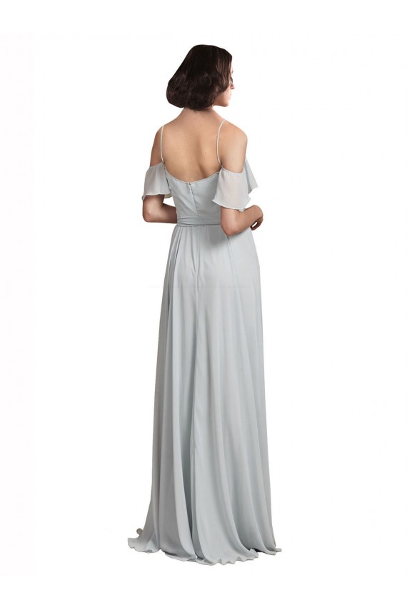 Buy Off the Shoulder Spaghetti Strap Long Chiffon Bridesmaids Dress UK