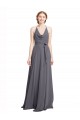 Buy Spaghetti Strap Long Chiffon Bridesmaids Dress with Halter Cowl Neck UK