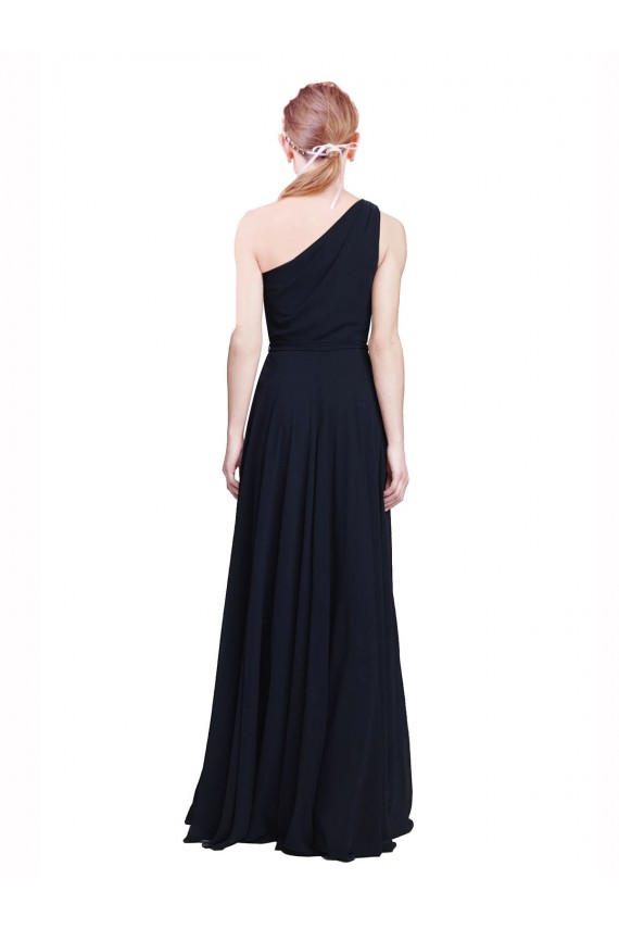 Buy Long Chiffon Bridesmaid Dress with One Shoulder Neckline And Belt UK