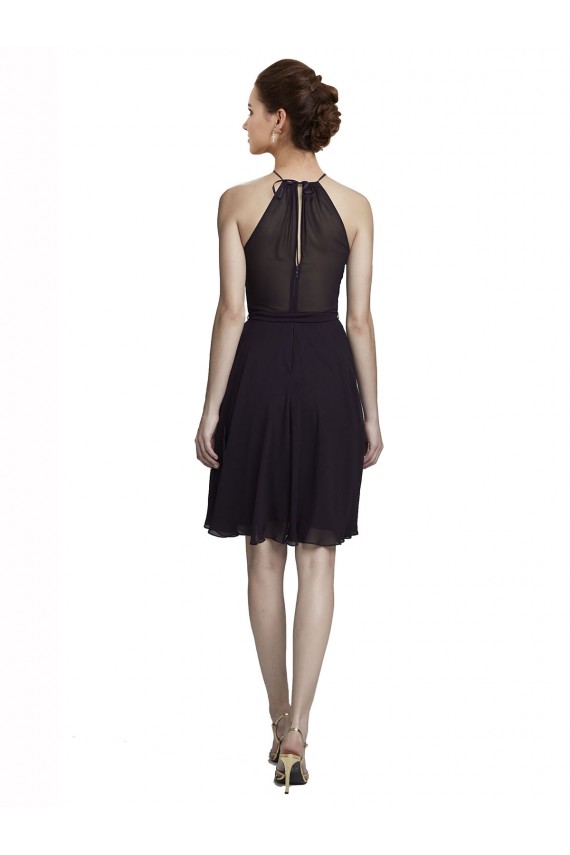 Buy Short Knee Length High Neck Chiffon Bridesmaids Dress UK