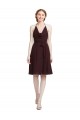 Buy Short Knee Length Chiffon Bridesmaids Dress with Halter Cowl Neck UK