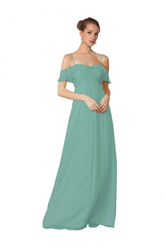 Buy Hand-Ruched Chiffon Bridesmaid Dress with Flutter Sleeves UK