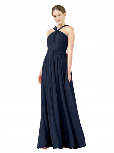 Buy High V-Neck Floor Length Chiffon Bridesmaid Dress UK